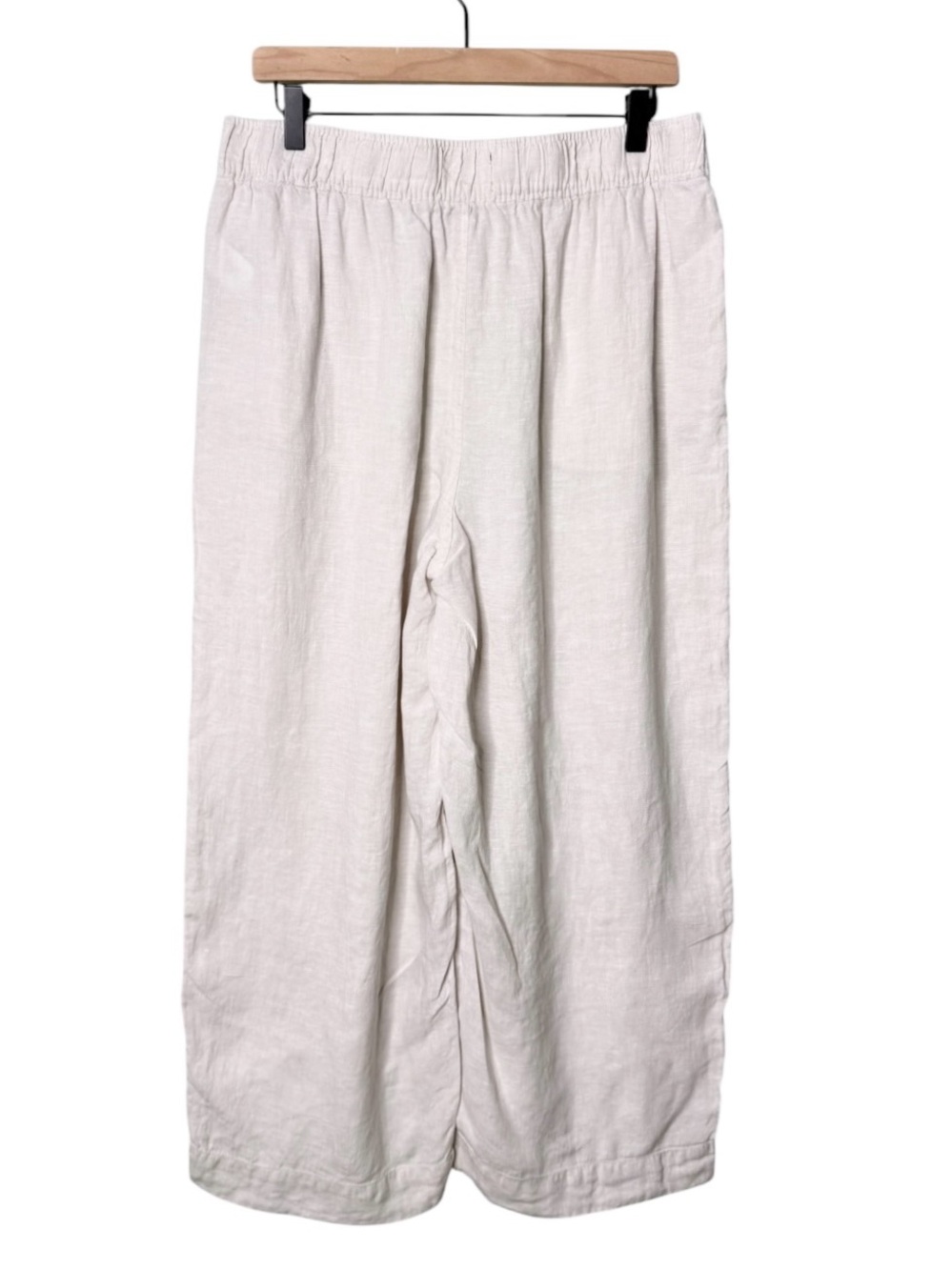 Tahari Linen Wide Leg Pull On Pants Casual Summer Vacation White Beige Size XL - Picture 2 of 8